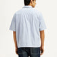 Men's Striped Light Blue Spread Collar Shirt - Back View