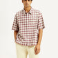 Men's Checkered White Spread Collar Shirt - Styleshot View