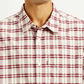 Men's Checkered White Spread Collar Shirt - Detail View