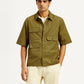 Men's Solid Olive Spread Collar Shirt - Styleshot View