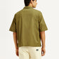 Men's Solid Olive Spread Collar Shirt - Back View