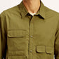 Men's Solid Olive Spread Collar Shirt - Detail View