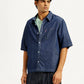Men's Solid Dark Blue Spread Collar Denim Shirt - Styleshot View