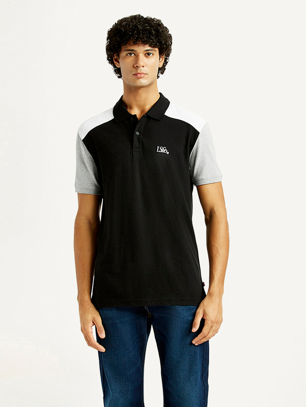 Men's Pure Cotton Slim Fit Polo T-shirt - Front View