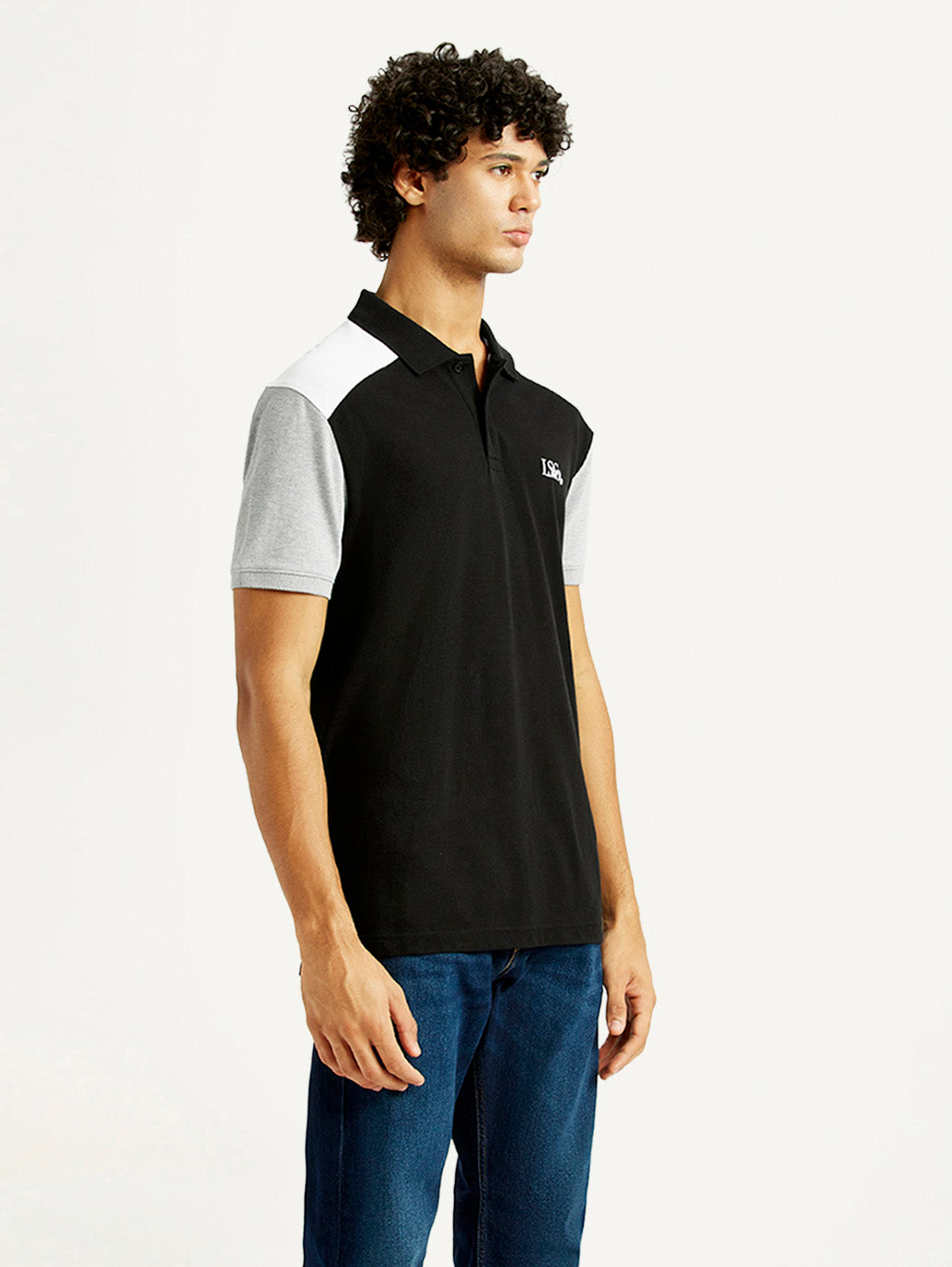 Men's Pure Cotton Slim Fit Polo T-shirt - Side View
