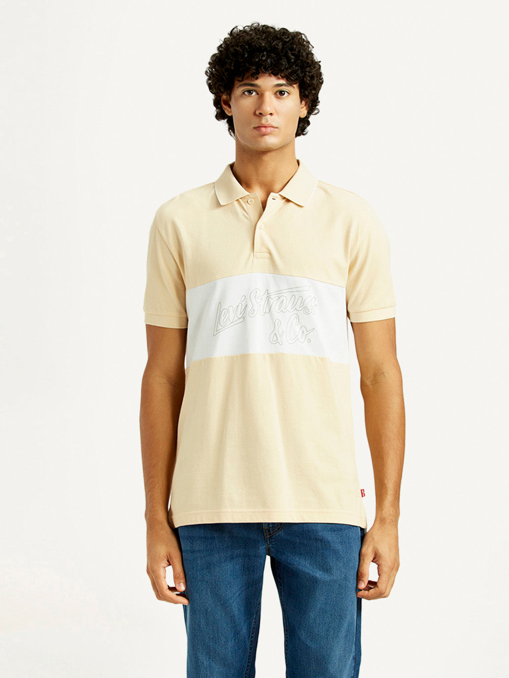 Men's Pure Cotton Slim Fit Polo T-shirt - Front View