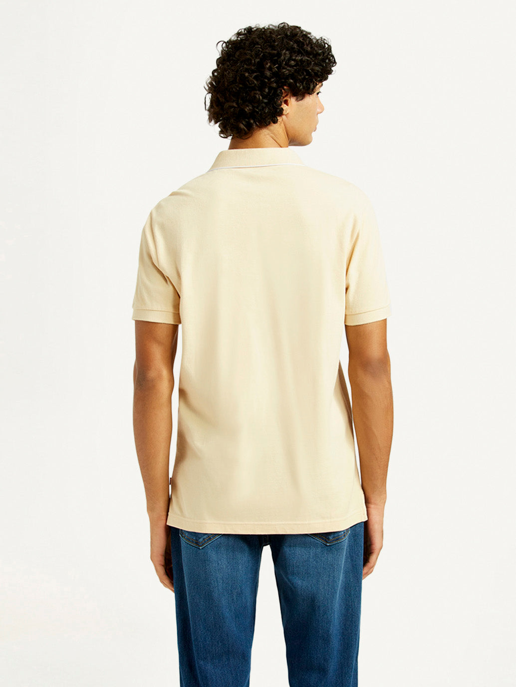 Men's Pure Cotton Slim Fit Polo T-shirt - Back View