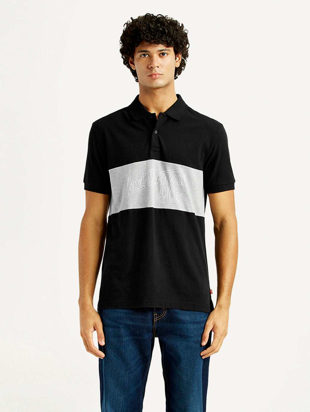 Men's Pure Cotton Slim Fit Polo T-shirt - Front View