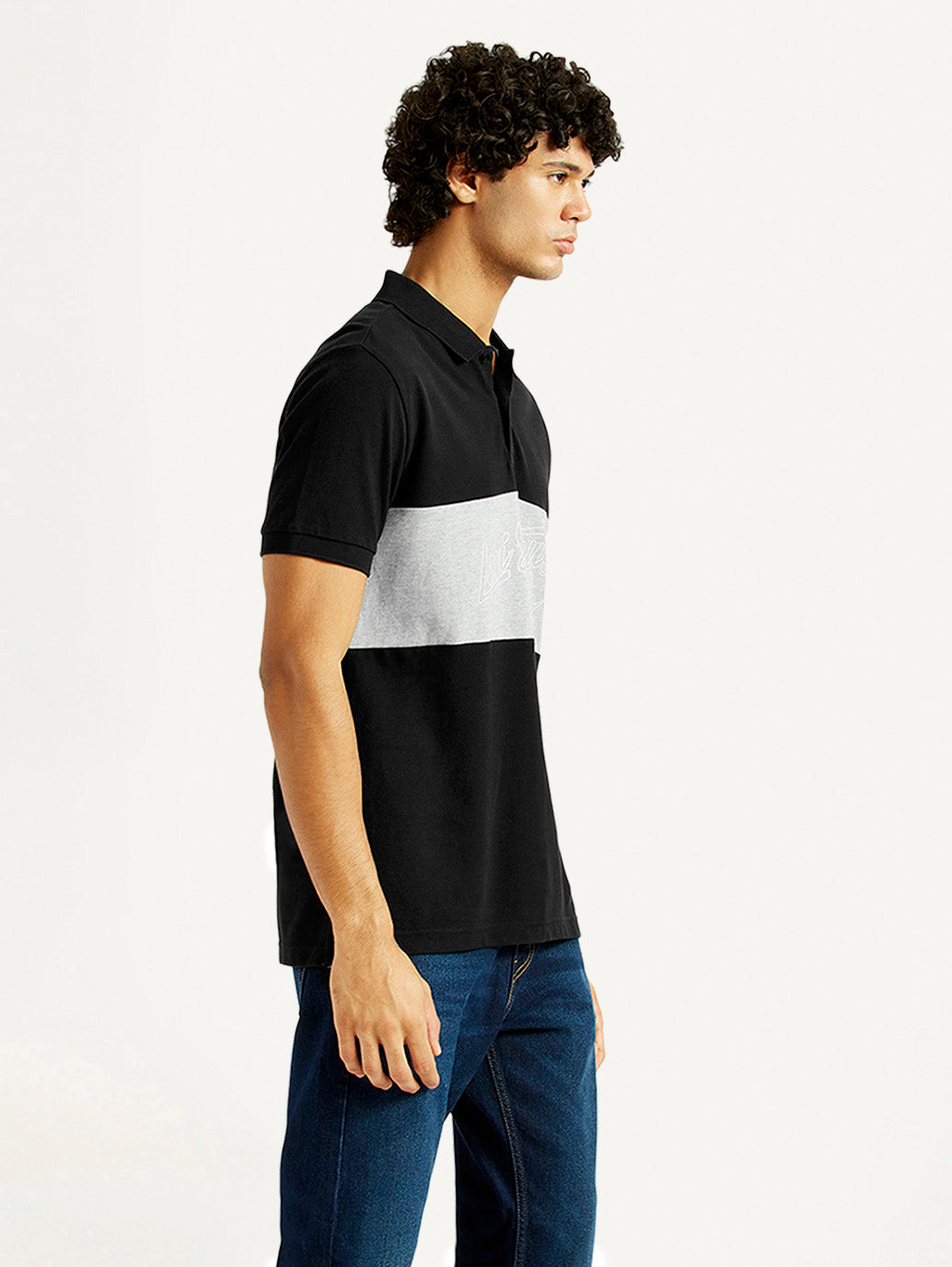 Men's Pure Cotton Slim Fit Polo T-shirt - Side View
