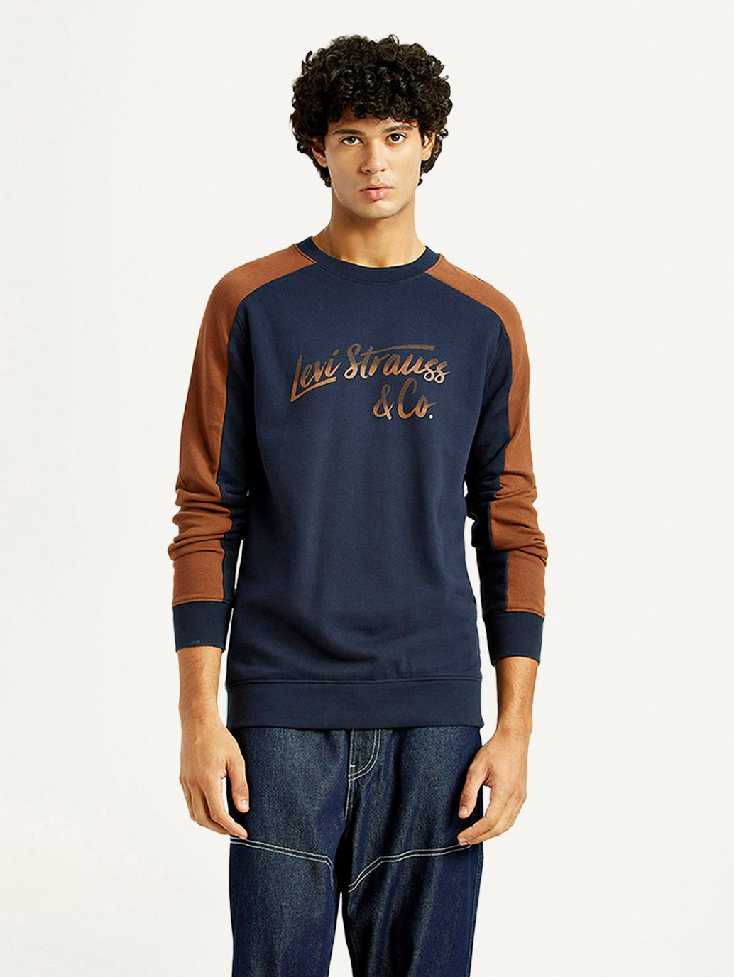 Men's Printed Round Neck Sweatshirt - Front View