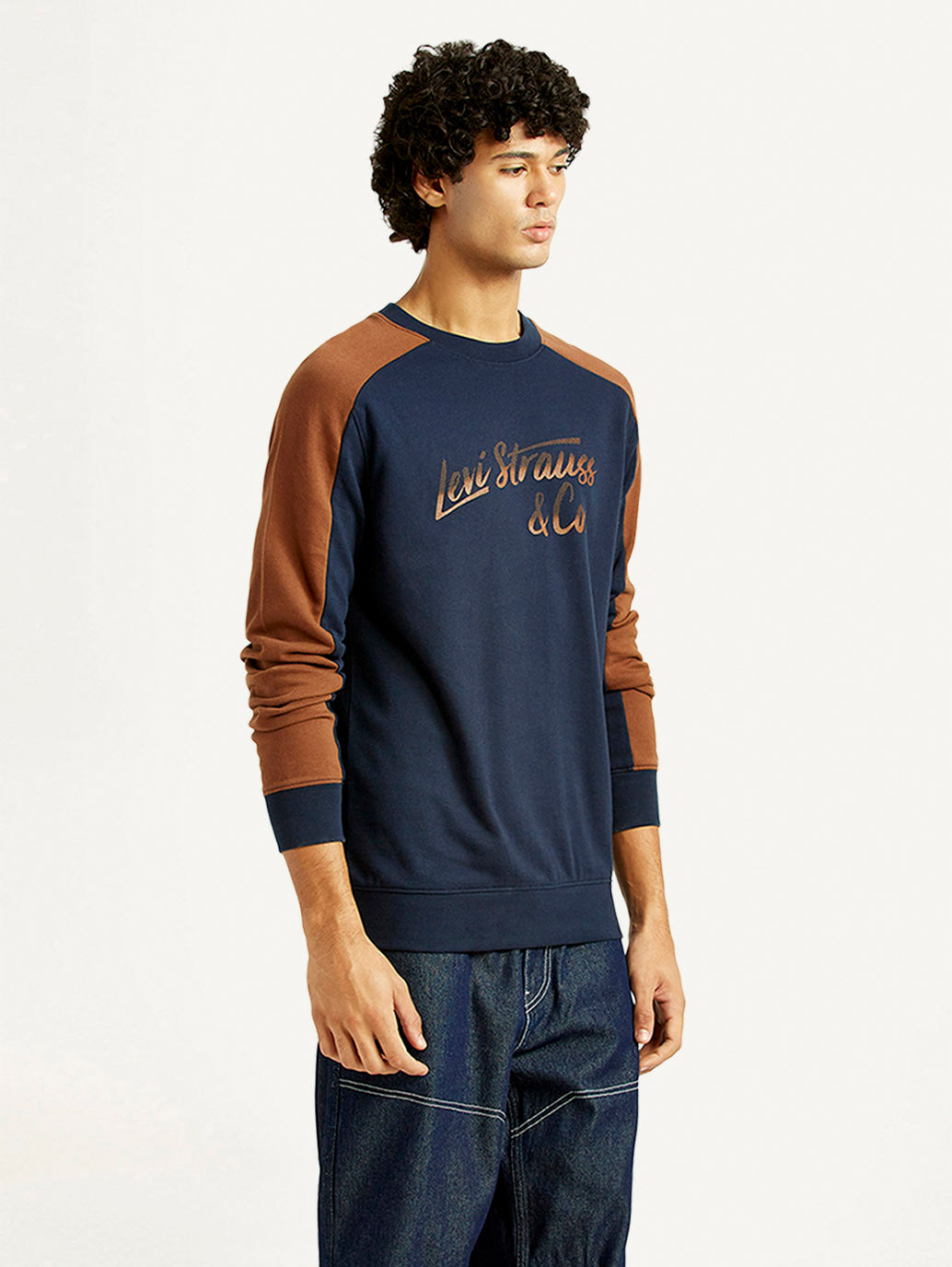 Men's Printed Round Neck Sweatshirt - Side View