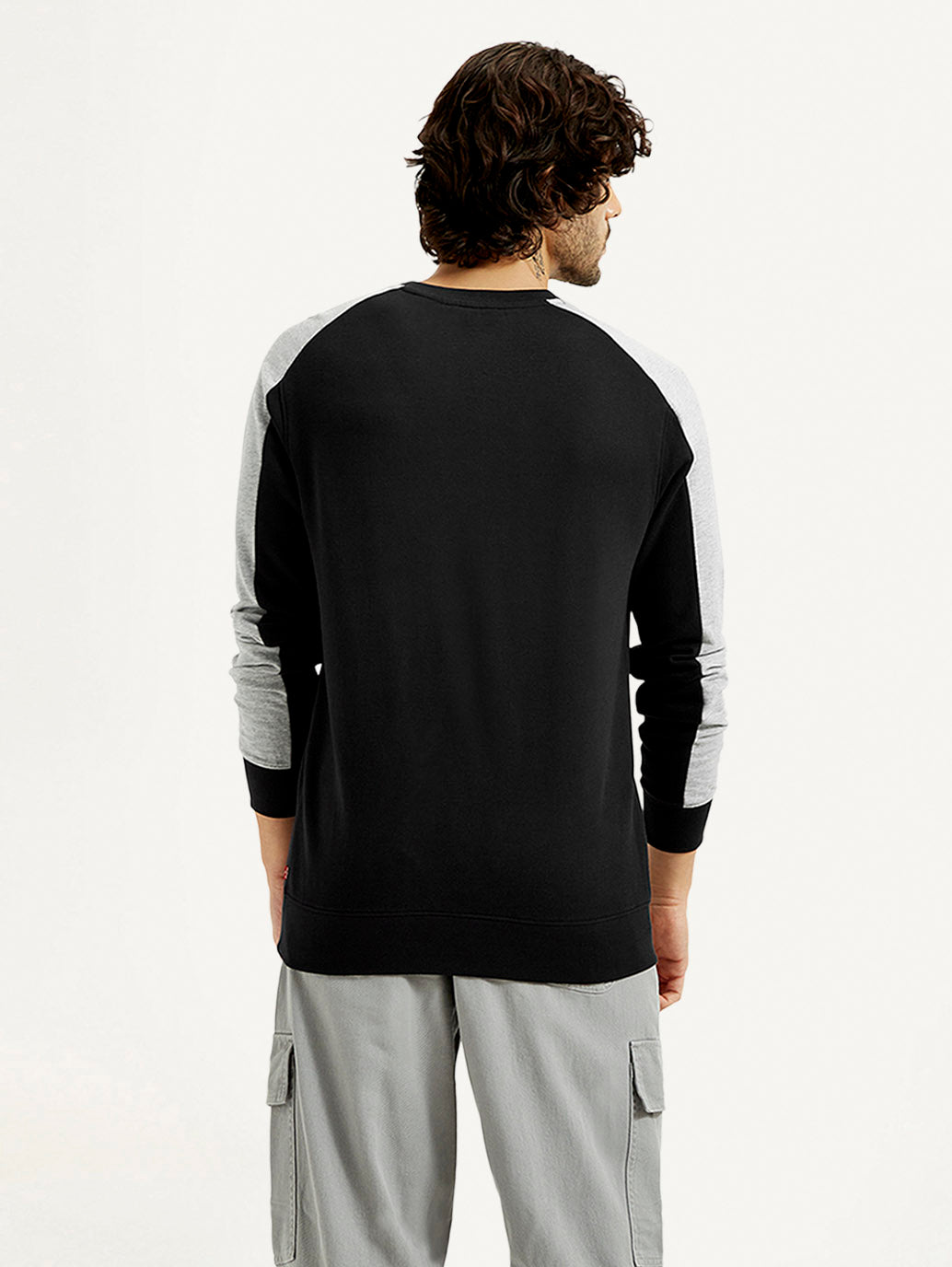 Men's Printed Round Neck Sweatshirt - Back View