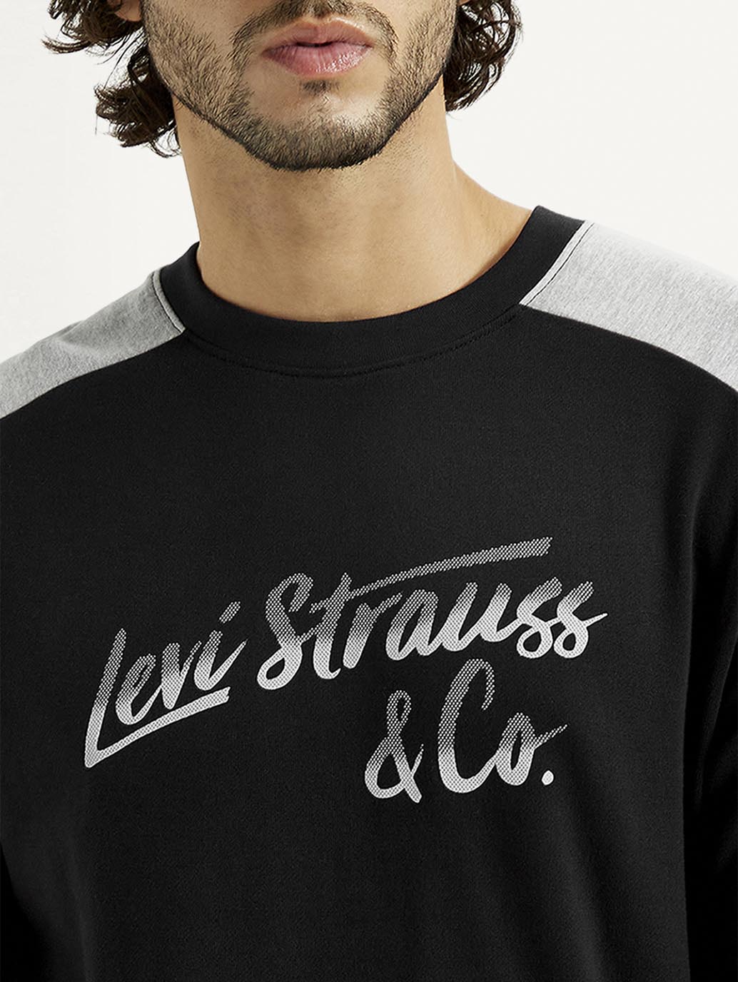 Men's Printed Round Neck Sweatshirt - Detail View