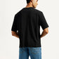 Men's Typographic Print Black Loose Fit T-shirt - Back View