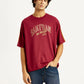 Men's Typographic Print Maroon Loose Fit T-shirt - Styleshot View