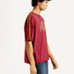 Men's Typographic Print Maroon Loose Fit T-shirt - Side View