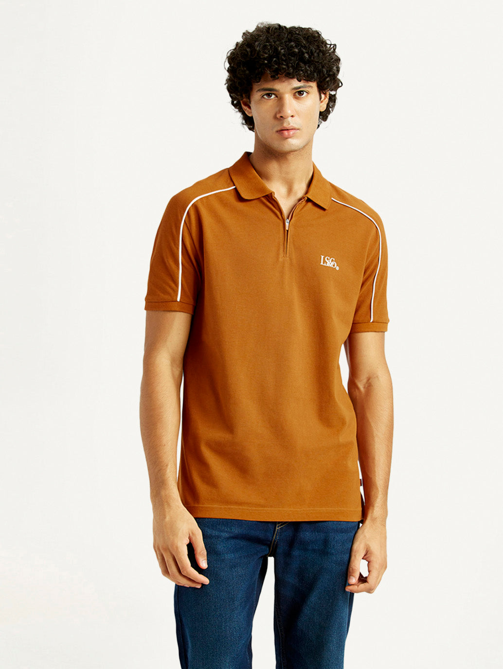 Men's Pure Cotton Slim Fit Polo T-shirt - Front View