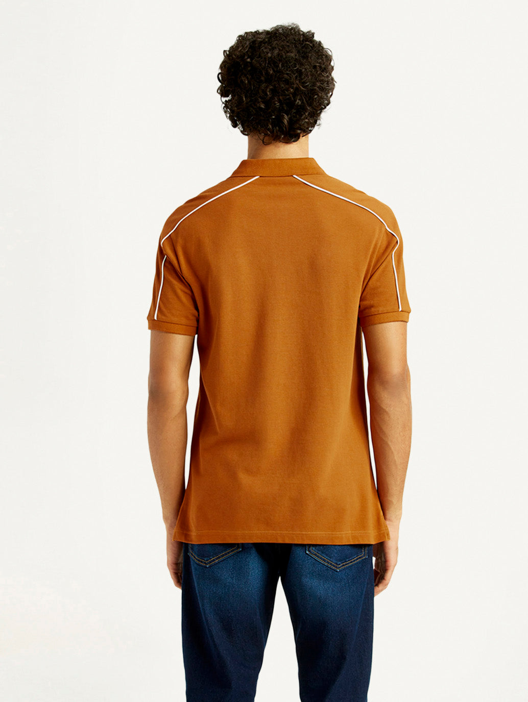 Men's Pure Cotton Slim Fit Polo T-shirt - Back View