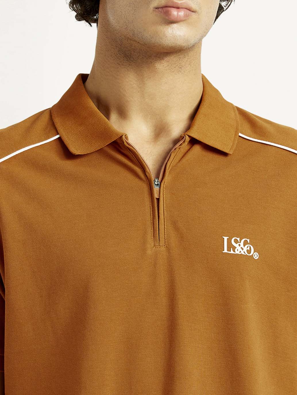 Men's Pure Cotton Slim Fit Polo T-shirt - Detail View