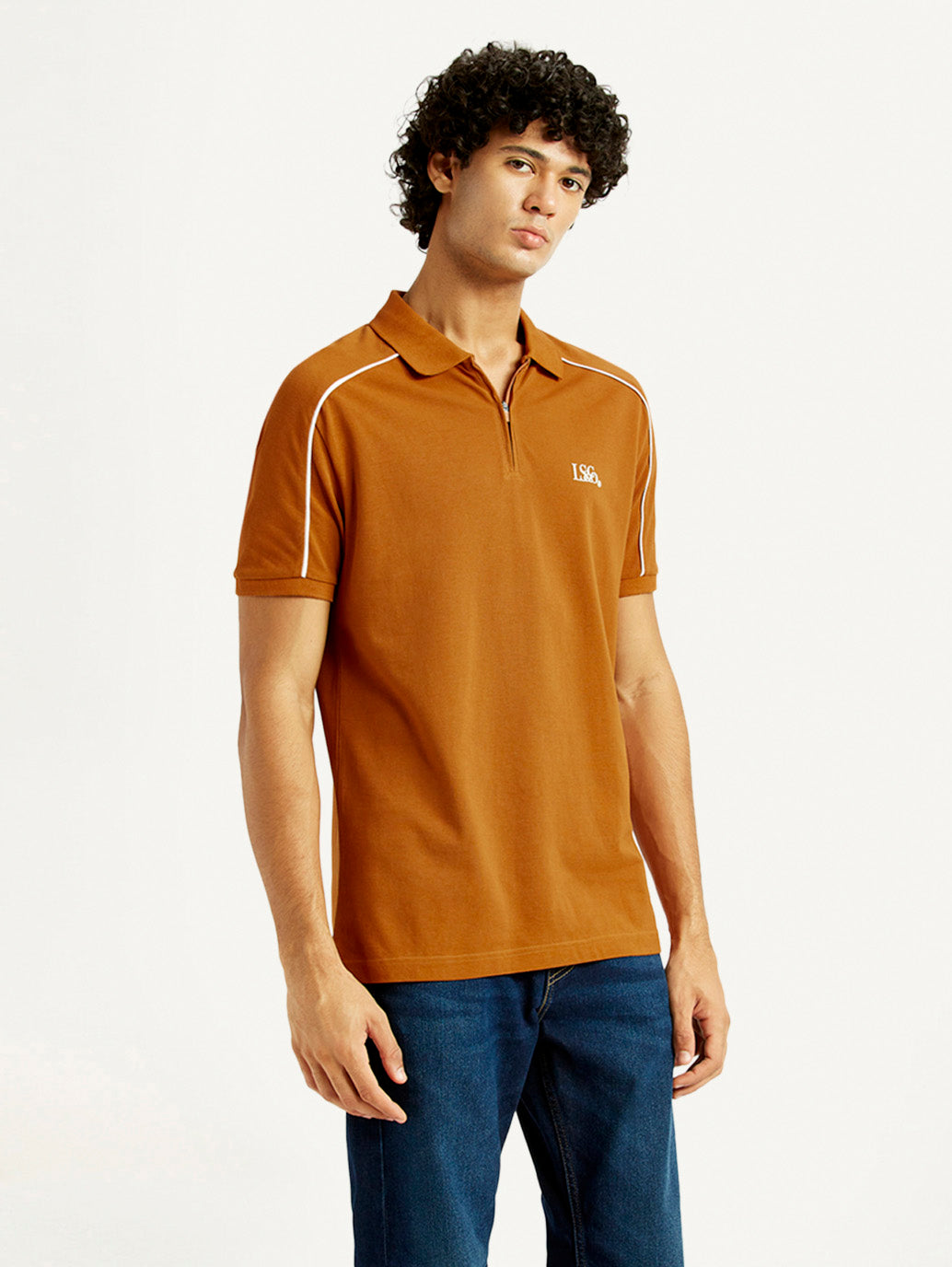 Men's Pure Cotton Slim Fit Polo T-shirt - Side View