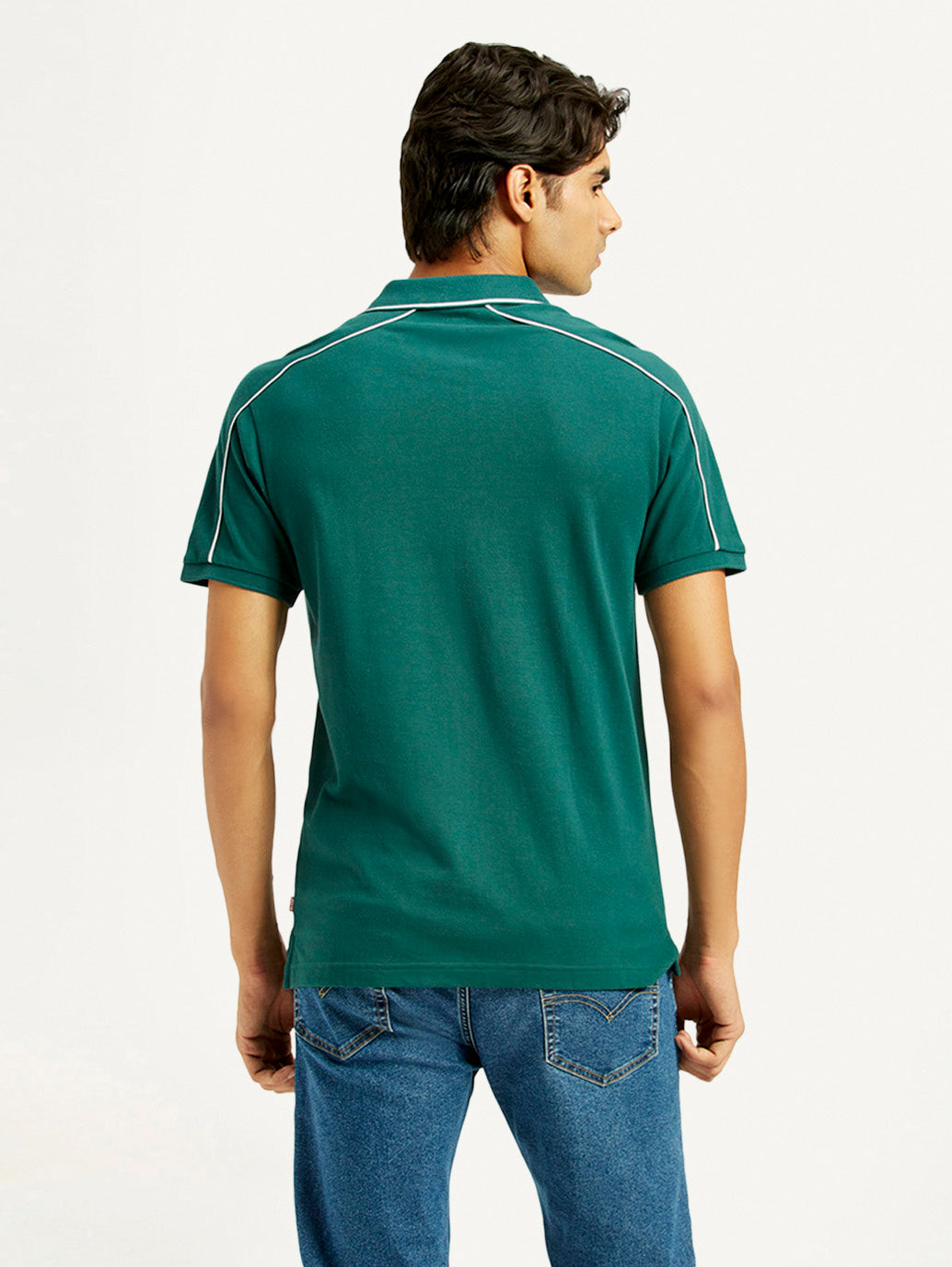 Men's Pure Cotton Slim Fit Polo T-shirt - Back View