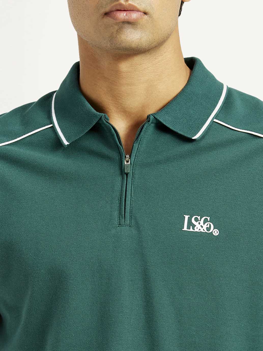 Men's Pure Cotton Slim Fit Polo T-shirt - Detail View