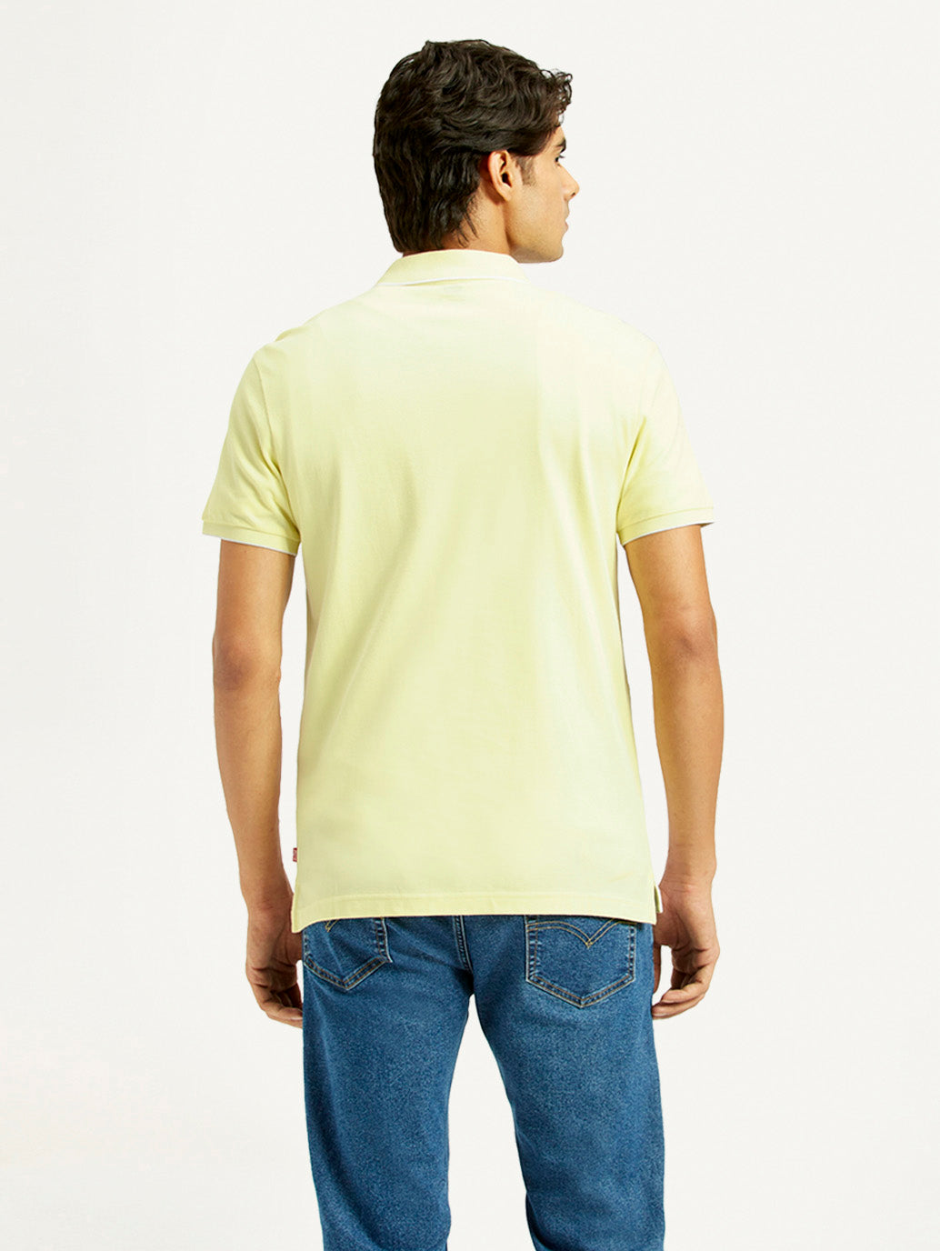 Men's Pure Cotton Slim Fit Polo T-shirt - Back View