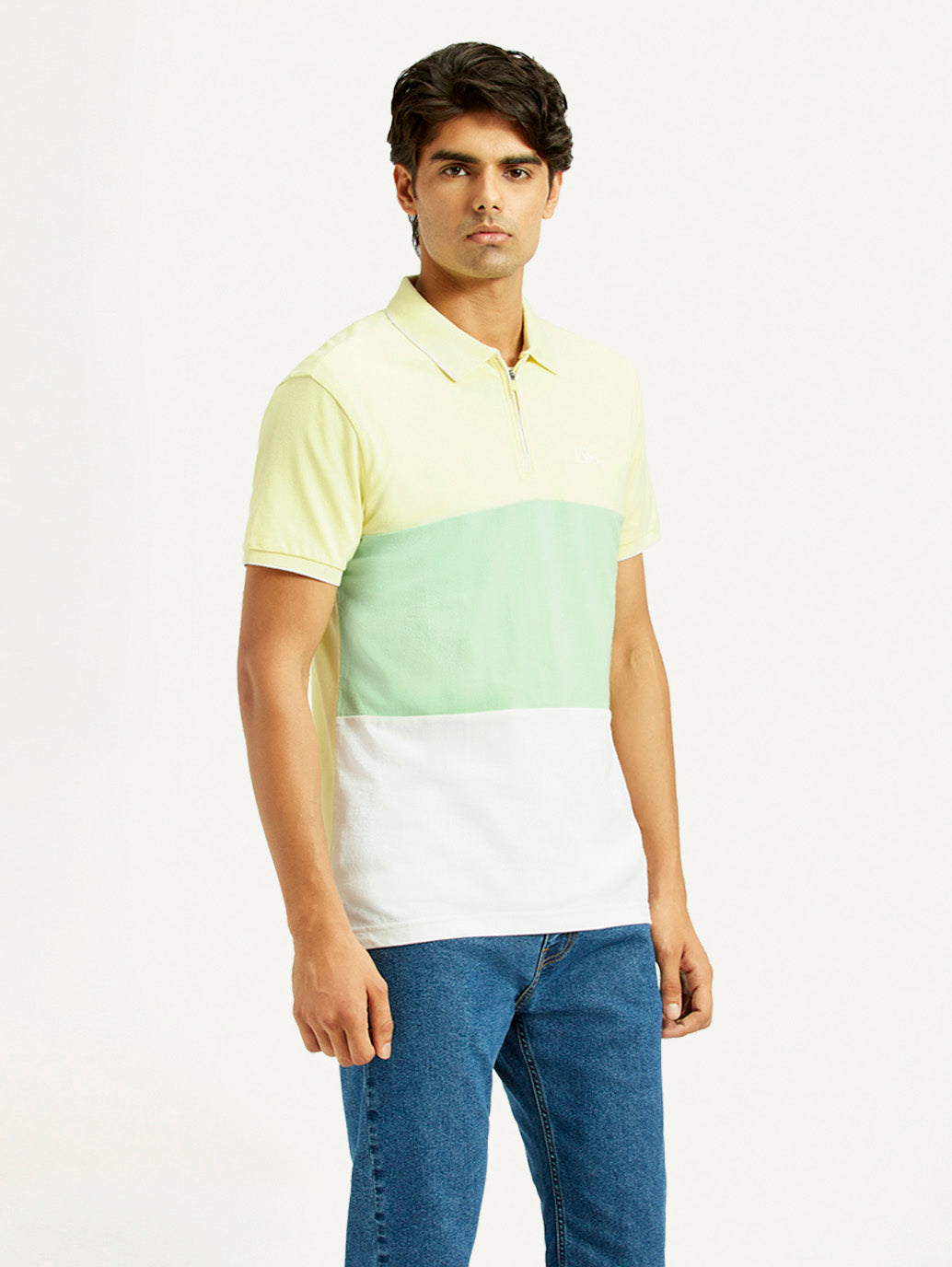 Men's Pure Cotton Slim Fit Polo T-shirt - Side View