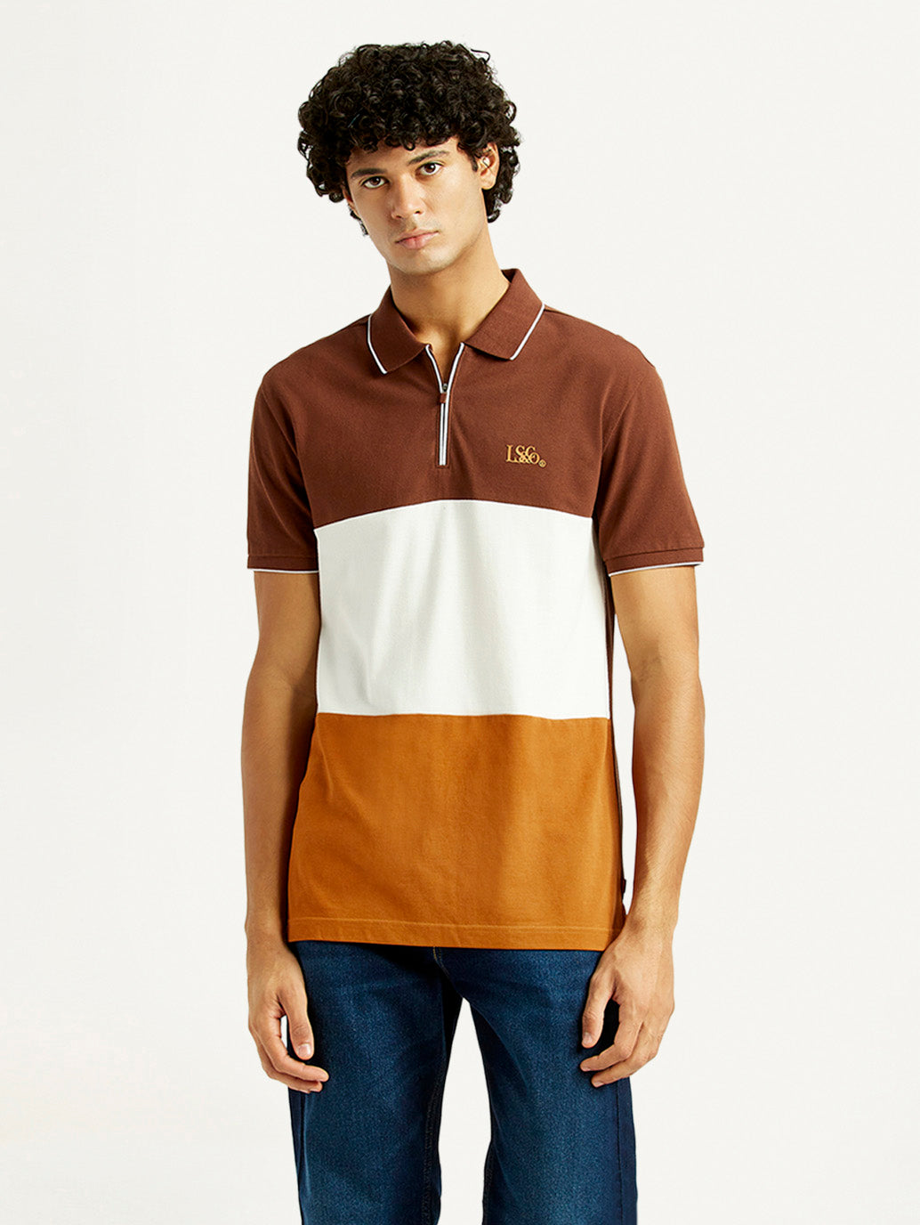 Men's Pure Cotton Slim Fit Polo T-Shirt - Front View