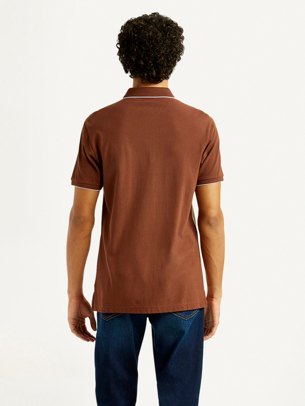 Men's Pure Cotton Slim Fit Polo T-Shirt - Back View