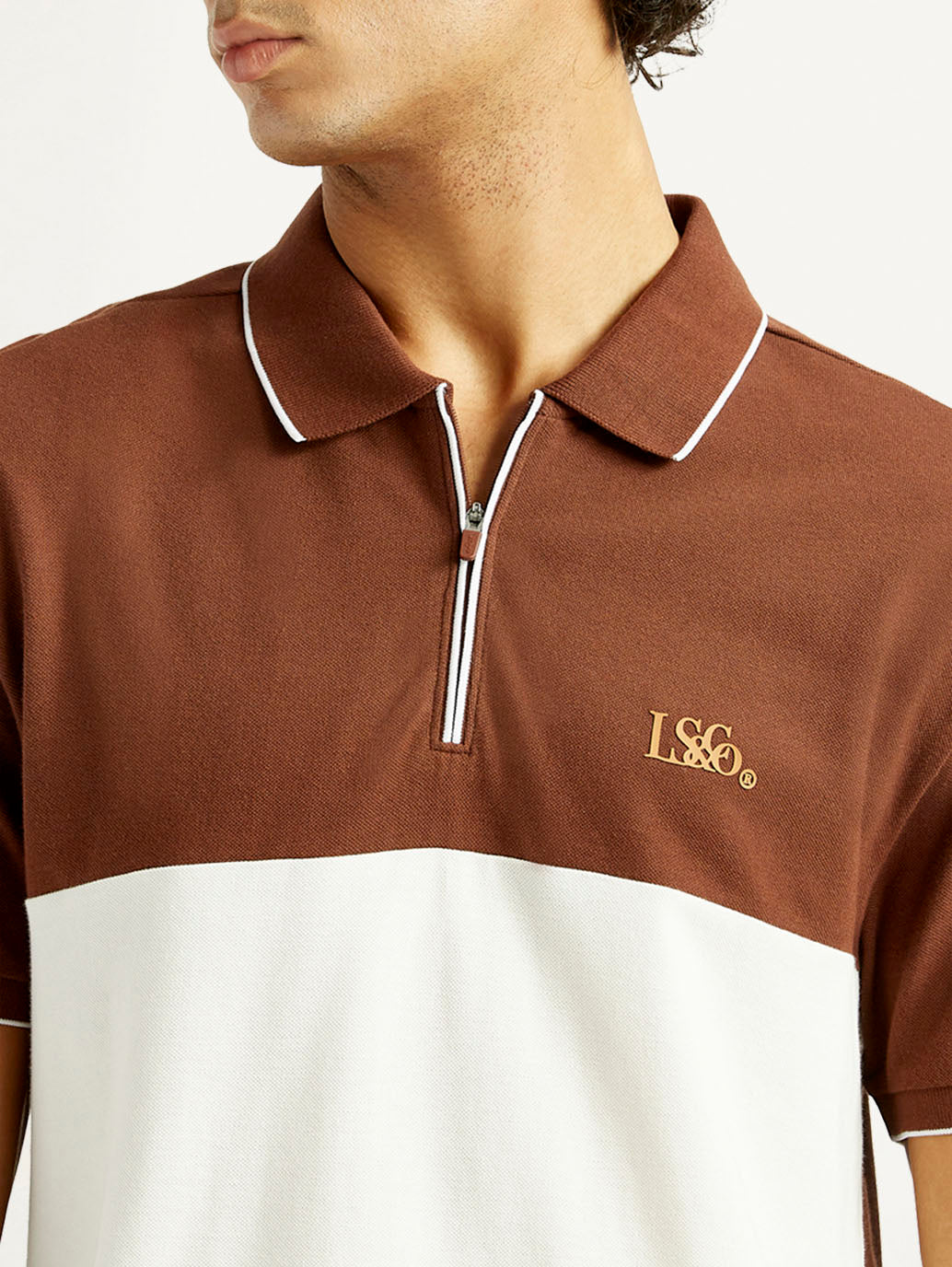 Men's Pure Cotton Slim Fit Polo T-Shirt - Detail View