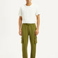 Men's Olive Green Relaxed Fit Cargo Trousers - Front View