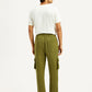Men's Olive Green Relaxed Fit Cargo Trousers - Back View
