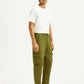 Men's Olive Green Relaxed Fit Cargo Trousers - Side View