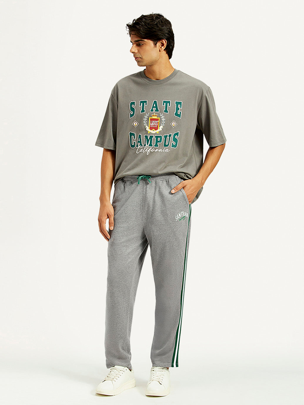 Men's Grey Relaxed Fit Track Pants