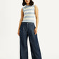 Women's Dark Indigo Baggy Fit High Rise Jeans - Front View