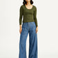 Women's Mid Indigo Baggy Fit High Rise Jeans - Front View