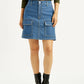 Women's Blue Straight Fit Mid Rise Skirt - Front View