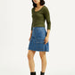 Women's Blue Straight Fit Mid Rise Skirt - Side View