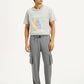 Men's Grey Relaxed Fit Cargo Trousers - Front View