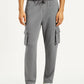 Men's Grey Relaxed Fit Cargo Trousers - Front View