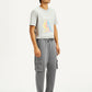 Men's Grey Relaxed Fit Cargo Trousers - Side View