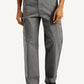 Men's Grey Baggy Fit Mid Rise Cargo Trousers - Front View