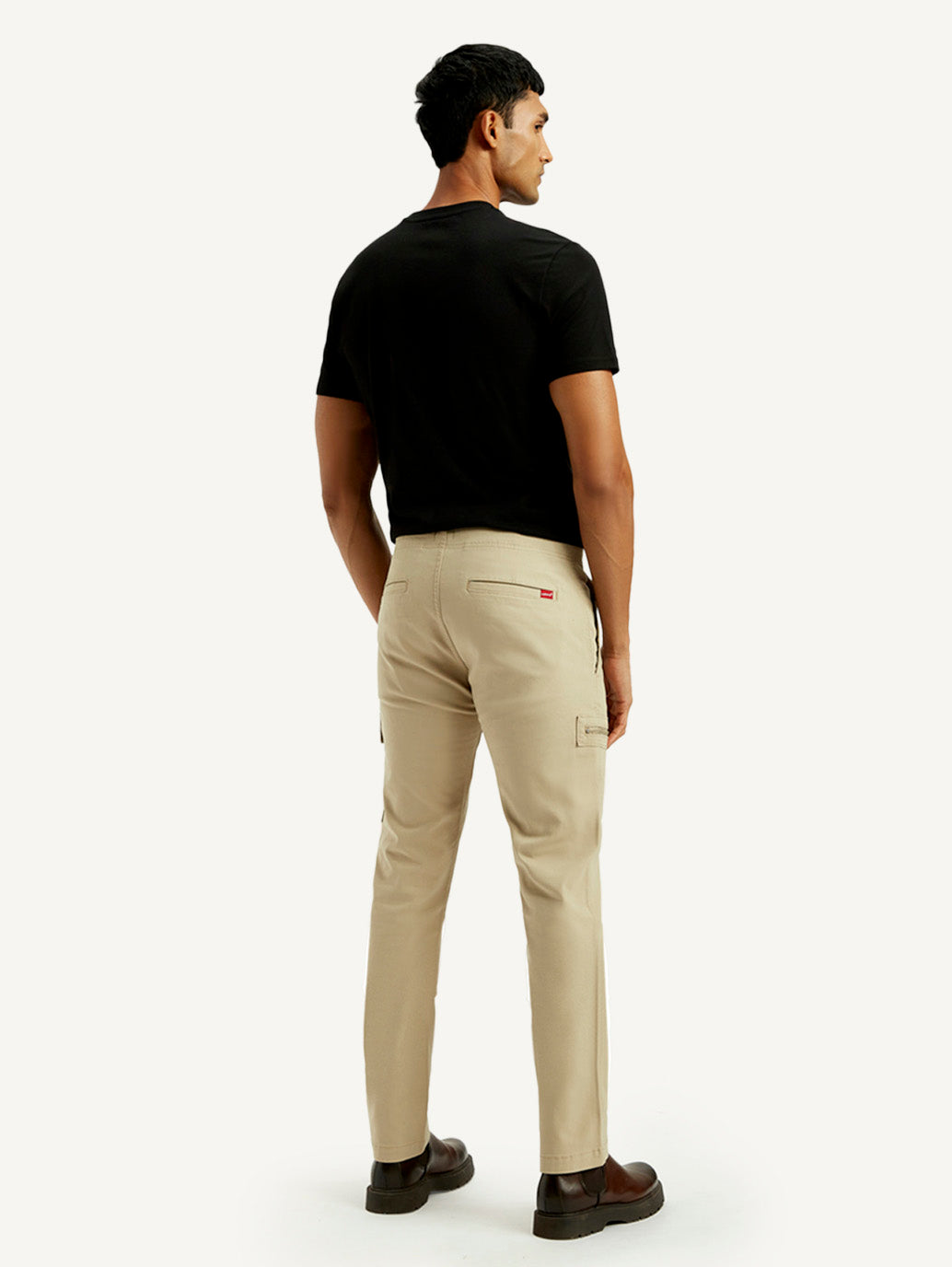 Men's 511 Beige Slim Fit Mid Rise Cargo Trousers - Back View