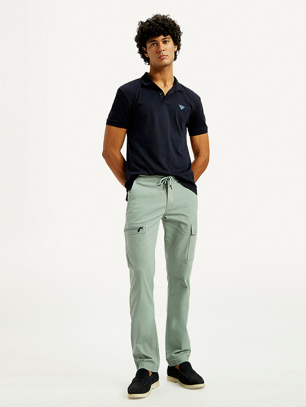 Men's 511 Green Slim Fit Mid Rise Cargo Trousers - Styleshot View