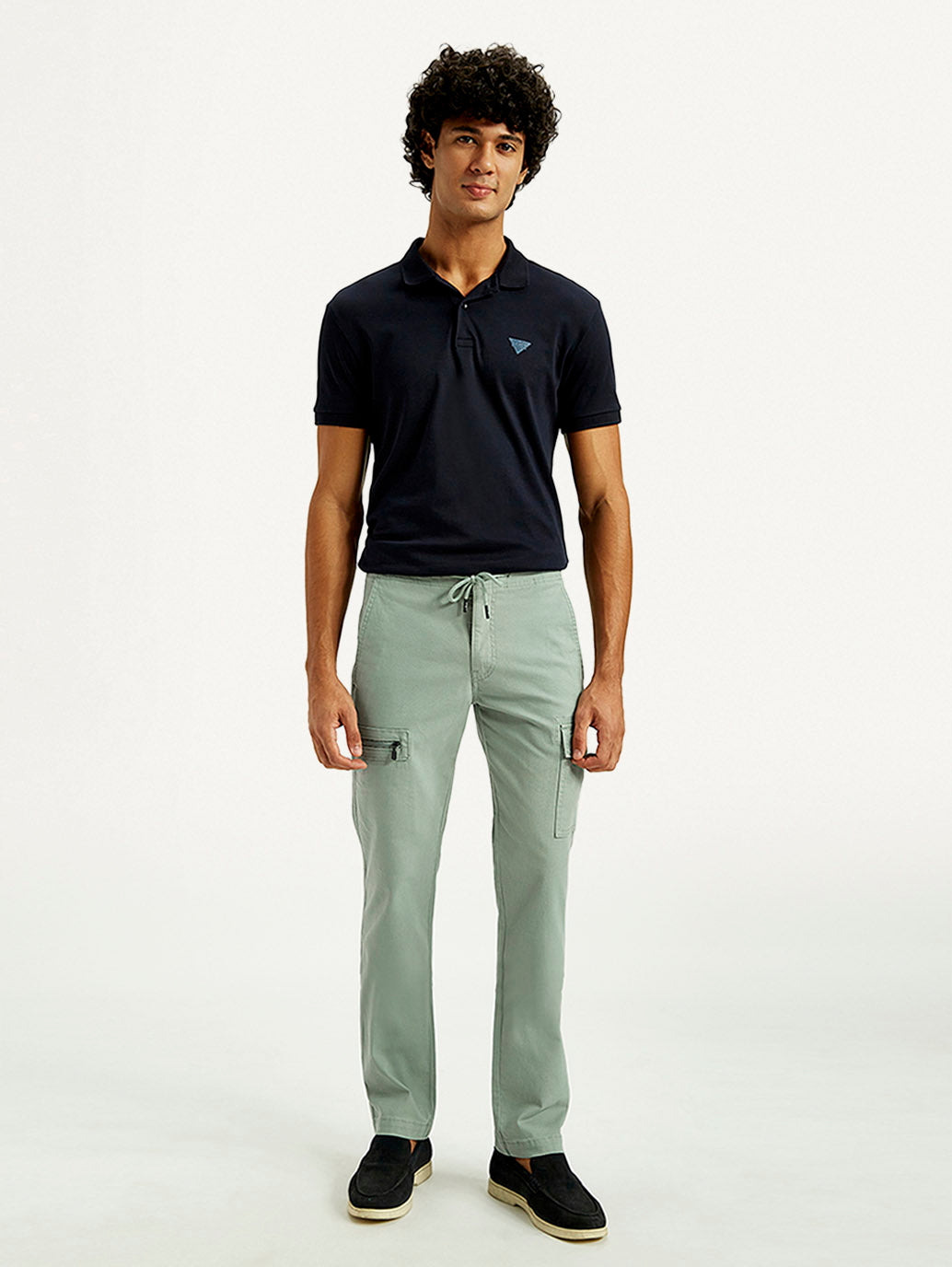 Men's 511 Green Slim Fit Mid Rise Cargo Trousers - Front View