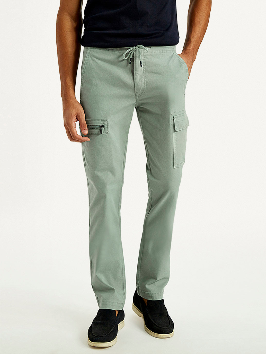 Men's 511 Green Slim Fit Mid Rise Cargo Trousers - Front View