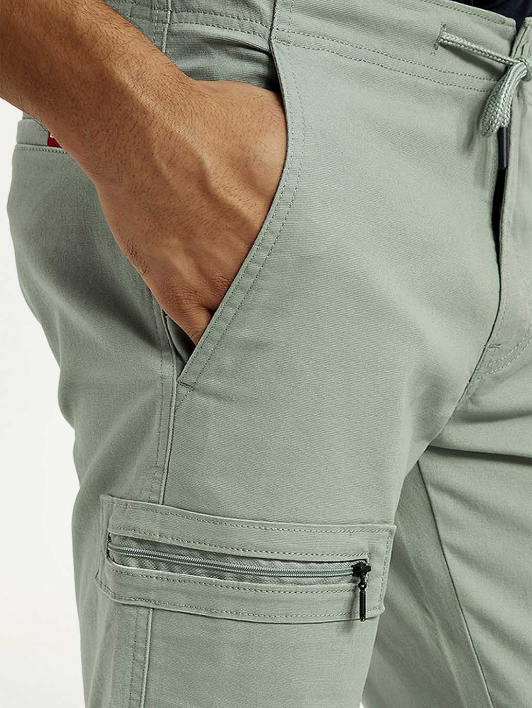 Men's 511 Green Slim Fit Mid Rise Cargo Trousers - Detail View