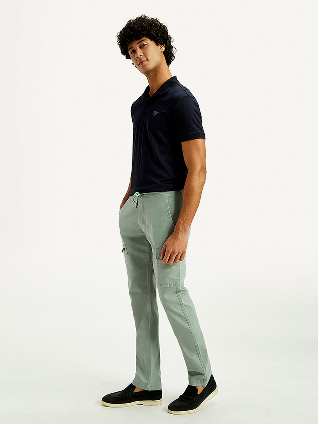 Men's 511 Green Slim Fit Mid Rise Cargo Trousers - Side View