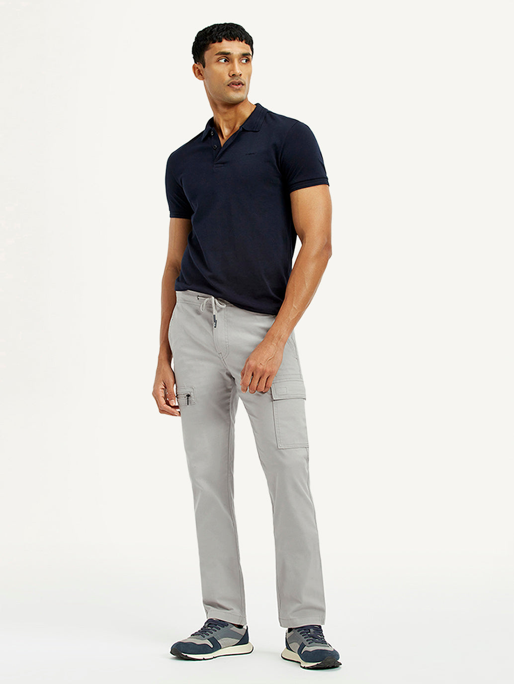 Men's 511 Grey Slim Fit Mid Rise Cargo Trousers - Elevated View